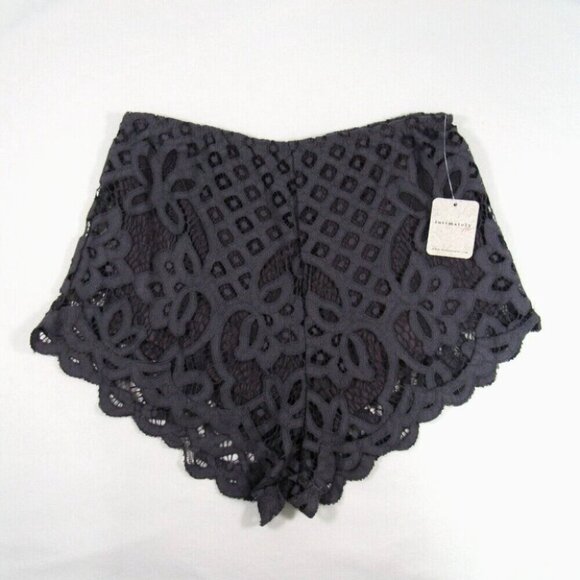 Free People FP One Adella Lace Shorts Size XS Charcoal Gray Elastic Waist New - Picture 8 of 8